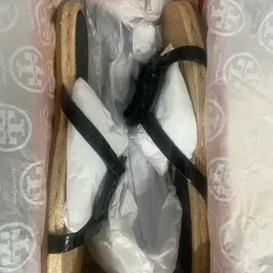 New authentic Tory Burch Bombe Miller Espadrille patent leather black sandals! Miller Patent Sandal: Women main image 3